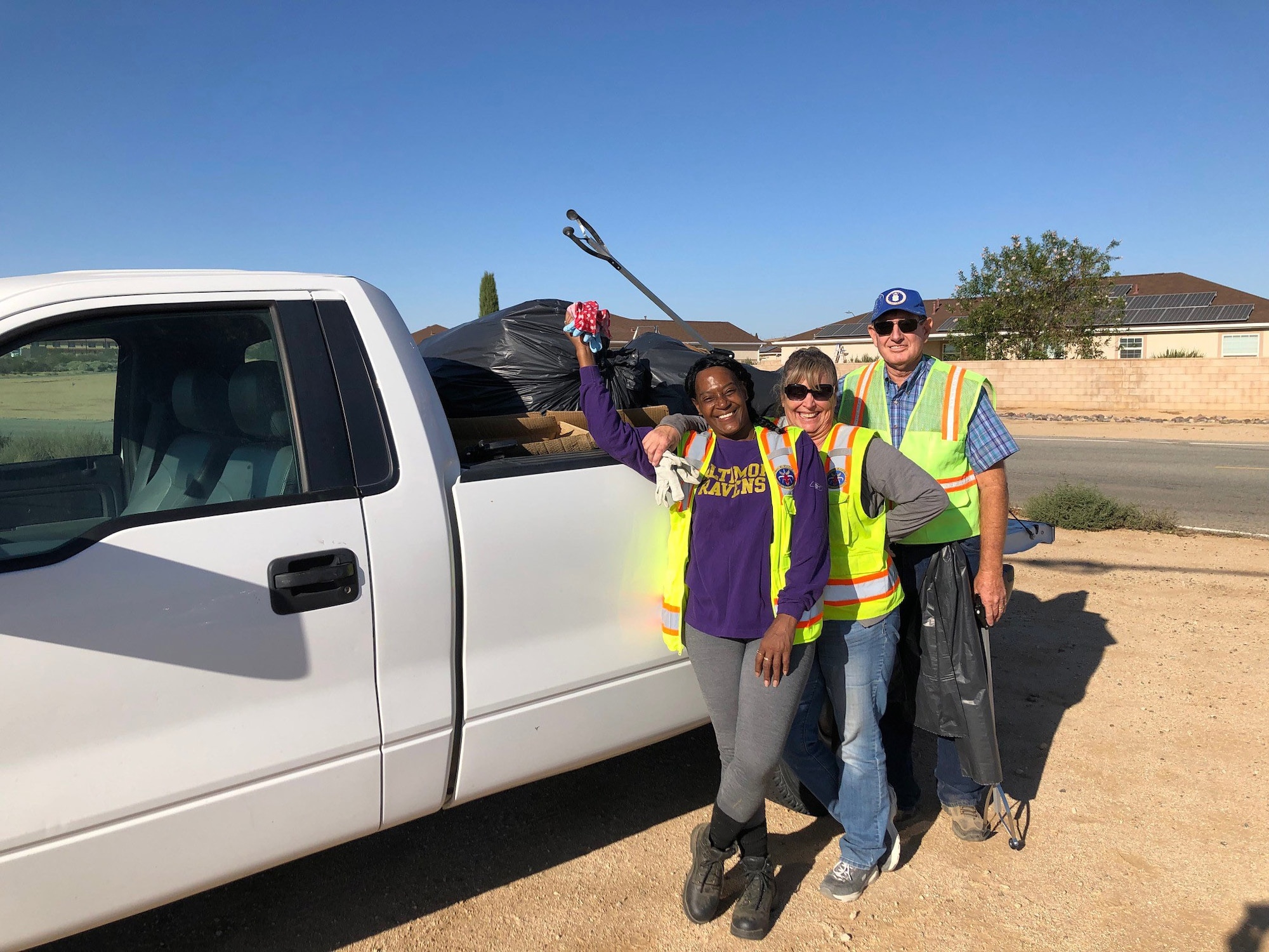 A member of 412th Civil Engineer Squadron participates in the Adopt-A-Lot Program on Edwards Air Force Base, California. (U.S. Air Force photo courtesy of Lee Manning, 412th CES)