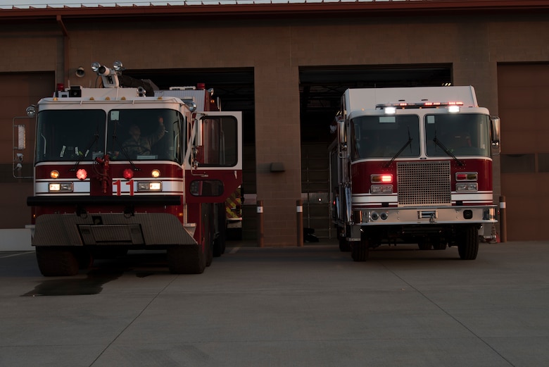 Senior Airman Jeremy Miller, 60th Civil Engineer Squadron Fire and Emergency Services flight firefighter, conducts an equipment check inside a firetruck Oct. 29, 2019, at Travis Air Force Base, California. With the start of every shift, the FES flight conducts inspections on more than 1,000 items including vehicles, protective equipment and hardware. (U.S. Air Force photo by Tech. Sgt. James Hodgman)