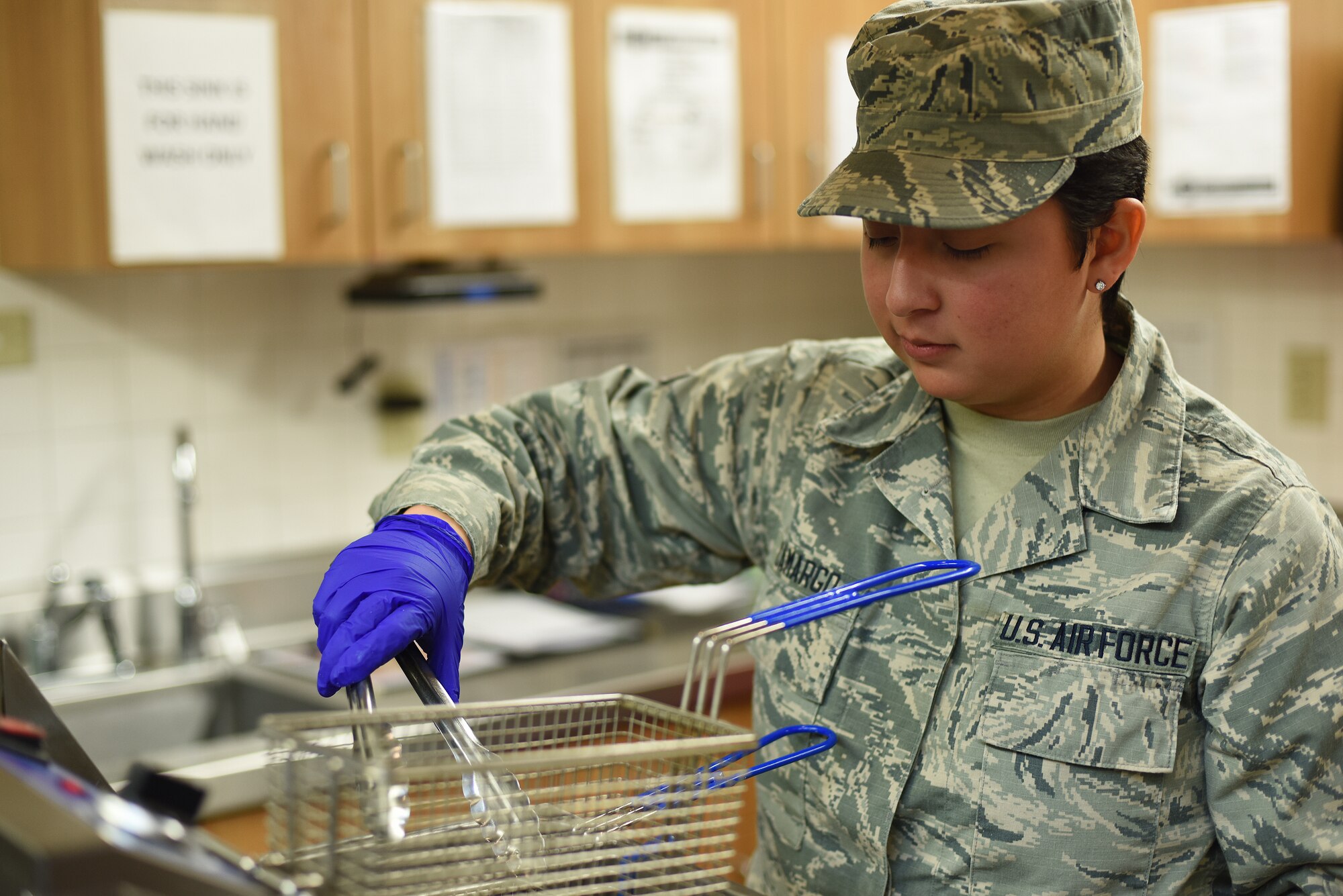 Airman 1st Class Victoria Camargo, 341st Force Support Squadron missile chef, prepares food at a missile alert facility Oct. 18, 2019, near Malmstrom Air Force Base, Montana.