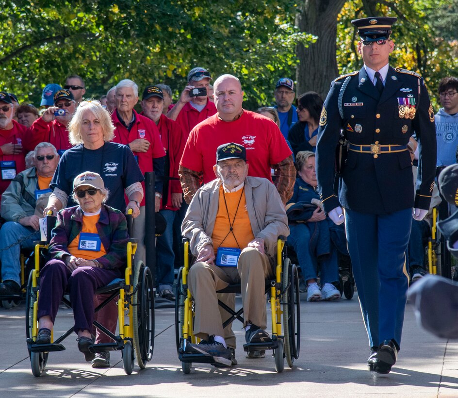 CH (MAJ) Ben Chitwood with the 3d Medical Command (Deployment Support) volunteered with the East Tennessee Honor Flight to accompany 21 Veterans (three WW2, four Korean War and 14 Vietnam War) to Washington D.C. to visit military memorials dedicated to their service.