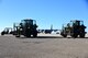 Two forklifts from the 355th Logistics Readiness Squadron prepare to move cargo during exercise Bushwhacker 19-08 at Davis-Monthan Air Force Base, Arizona, Oct. 29, 2019. The 355th LRS enables Davis-Monthan to rapidly deploy in support of the Dynamic Wing concept by quickly moving cargo and keeping equipment ready. (U.S. Air Force photo by Airman 1st Class Jacob T. Stephens)