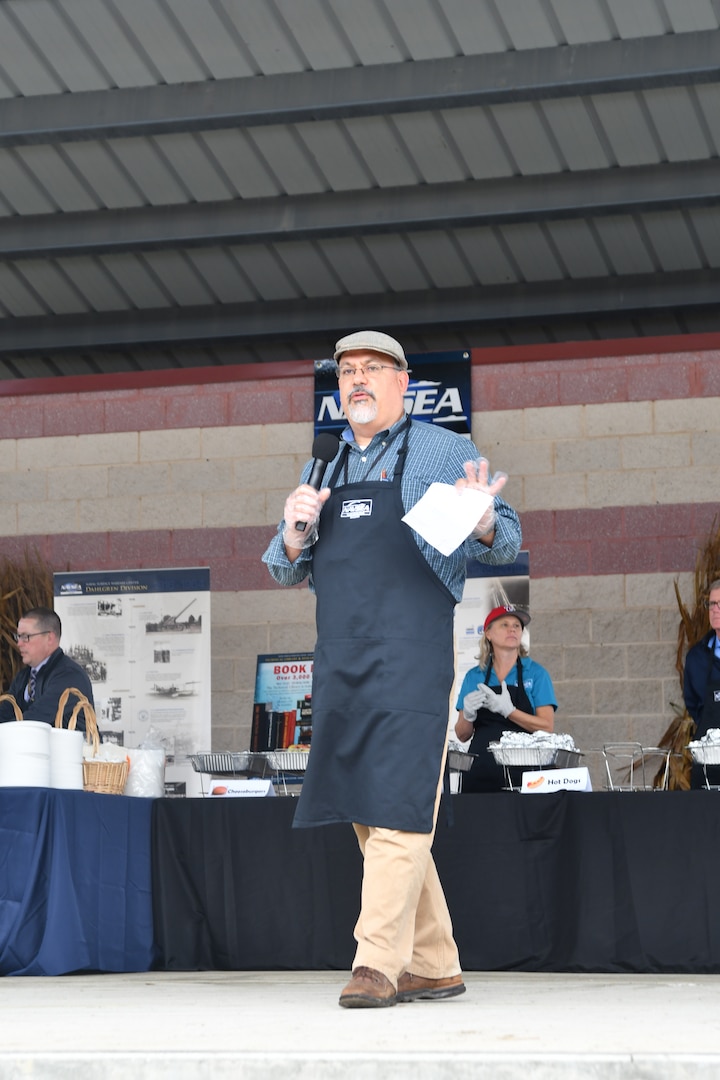 IMAGE: DAHLGREN, Va. (Oct. 30, 2019) – Naval Surface Warfare Center Dahlgren Division Technical Director, John Fiore, welcome employees to the 2019 command picnic. "This is a great opportunity for us to get to know each other. You can talk to the Captain and I in particular. As us any questions you want," said Fiore in his remarks to the crowd. (U.S. Navy photo/Released)