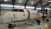 USAPT's first C-147 sits in a hangar before application of Golden Knights and U.S. Army branding. The C-147 replaces the Fokker. (U.S. Army photo/released)