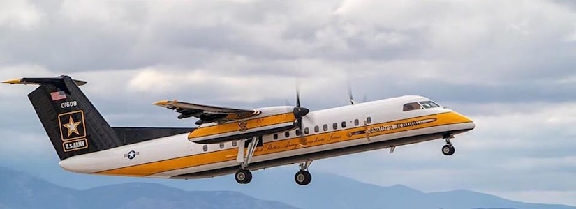 Army Golden Knights C-147 takes off from Miramar Marine Corps Air Station during a recent airshow.  (Photo by USAPT)