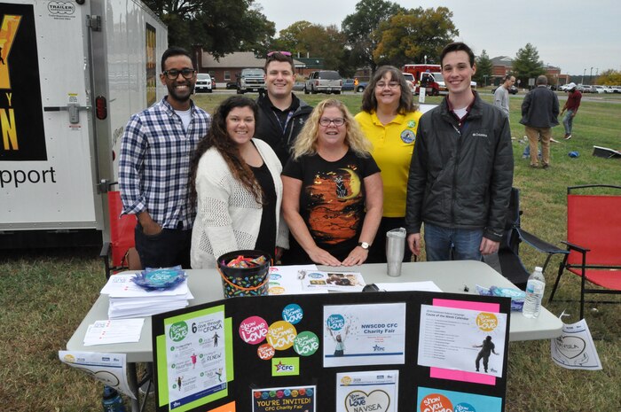 IMAGE: DAHLGREN, Va. (Oct. 30, 2019) – The Naval Surface Warfare Center Dahlgren Division (NSWCDD) Combined Federal Campaign team is pictured at the command picnic spreading the word about new features of the CFC campaign. Each week until the last day to give – Jan. 12, 2020 – highlights causes including environmental protection, eradicating hunger, human rights, and arts and culture. Back row left to right are Vijay Ahluwalia, Bryce Betz, and Joyce Clark. Front row left to right are Rebecca Storke, Katy Evans, and Kyle Duca. (U.S. Navy photo/Released)