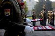 A Czech Republic soldier prepares to present awards during a during a ceremony in Prostejov, Oct. 25, 2019, marking a successful six-month tour to Western Afghanistan. During the ceremony, Special Forces Soldiers from the Czech Republic and Texas Army National Guard received awards, distinctions and badges of honor as an appreciation for their successful service abroad and excellent representation of their homeland. The Texas Military Department and the Czech Republic have participated in the U.S. Department of State’s Partnership Program cooperation since 1993 with the Nebraska National Guard, in support of the U.S. European Command Theater Security Cooperation Strategy. (U.S. Army photo by Staff Sgt. Elizabeth Pena)