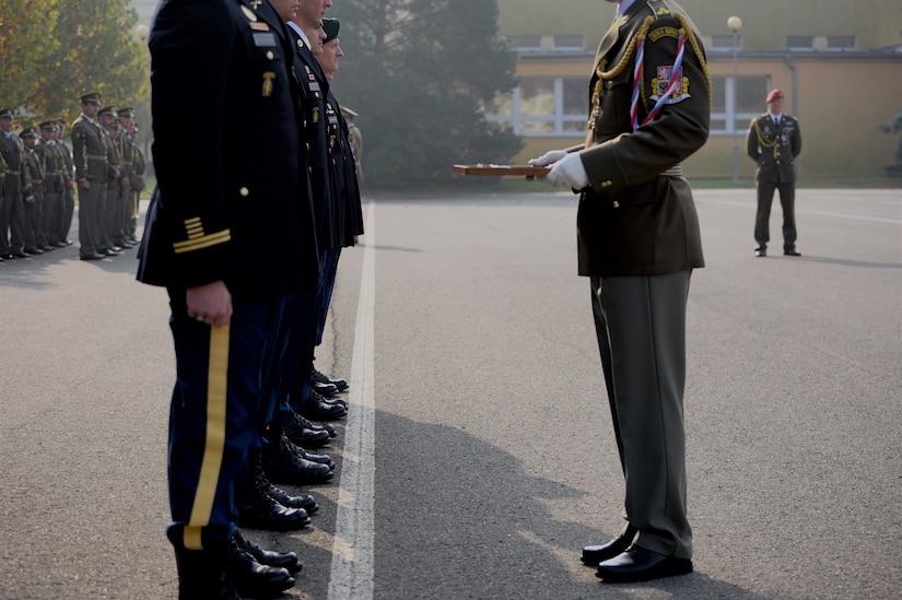 Guardsmen assigned to the Army's 19th Special Forces Group (Airborne) are honored for their efforts supporting their Czech Allies during a recent combat deployment to Afghanistan as part of Operation Resolute Support.