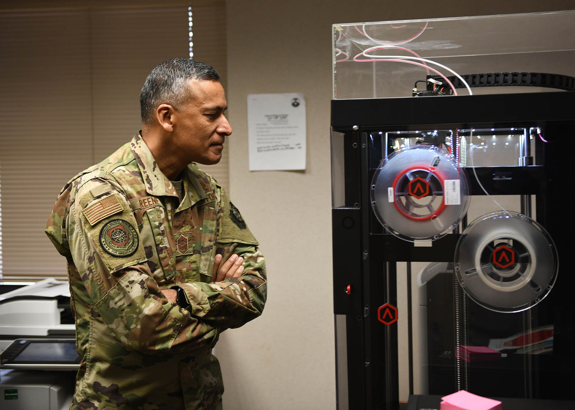 Airman tours building