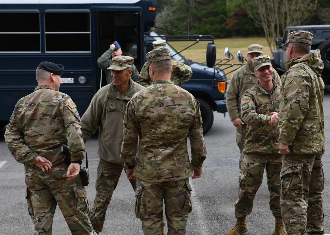 Airman tours building