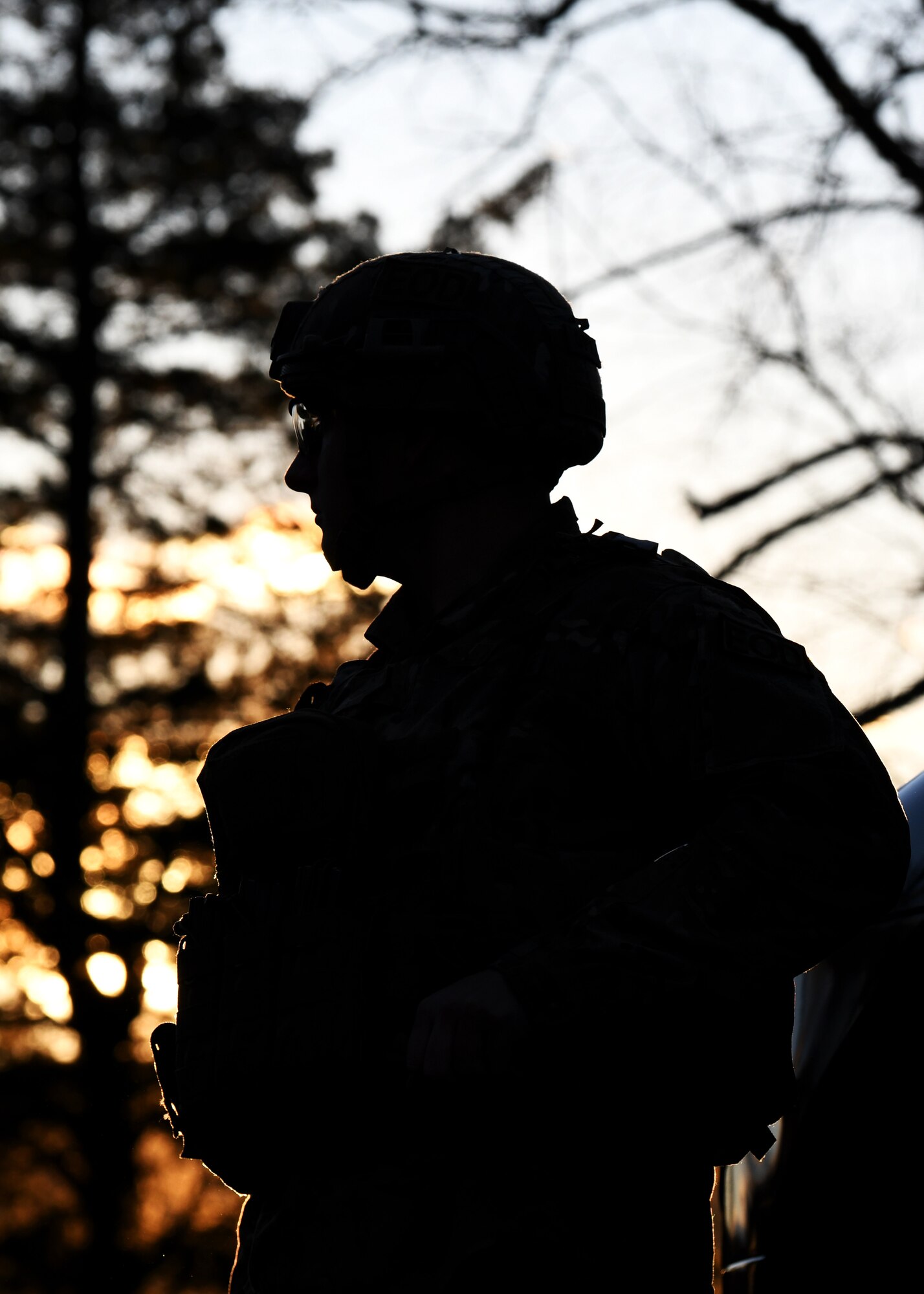 The 104th Fighter Wing Explosive Ordnance Disposal Airmen ran through simulated Improvised Explosive Device drills during a four day readiness exercise. The Airmen switched between MOPP 2 and MOPP 4 in order to better prepare for potential CBRN attacks in contested environments. (U.S. Air National Guard photo by Airman 1st Class Sara Kolinski)
