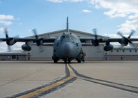 A C-130H2 prepares to take off from the flightline at New Castle Air National Guard Base, Del., Nov. 3, 2019. The 166th Airlift Wing is home to eight C-130H2 tactical aircraft. (U.S. Air National Guard photo by Staff Sgt. Katherine Miller)