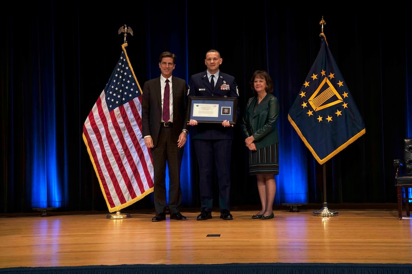Air Force Master Sgt. Matthew Smith receives an award.