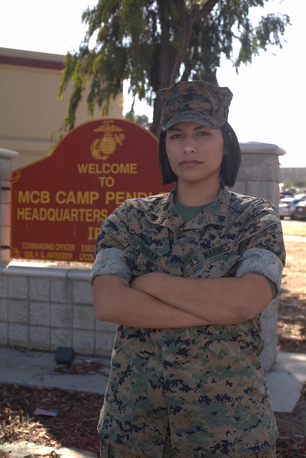U.S. Marine Cpl. Alexandra Nowak, an administrative specialist with Alpha Company, Headquarters and Support Battalion, Marine Corps Installations West, Marine Corps Base Camp Pendleton, exemplified unwavering courage when she saved the lives of three people Sept. 20, 2019. Nowak was driving to pick up her 2-year old daughter and mother at the airport on Interstate Highway 15 in Escondido, California, when she witnessed a multi-car collision resulting in a sports utility vehicle rolling onto its side. Nowak is a Forney, Texas, native. (U.S. Marine Corps photo by Lance Cpl. Melissa I. Ugalde)