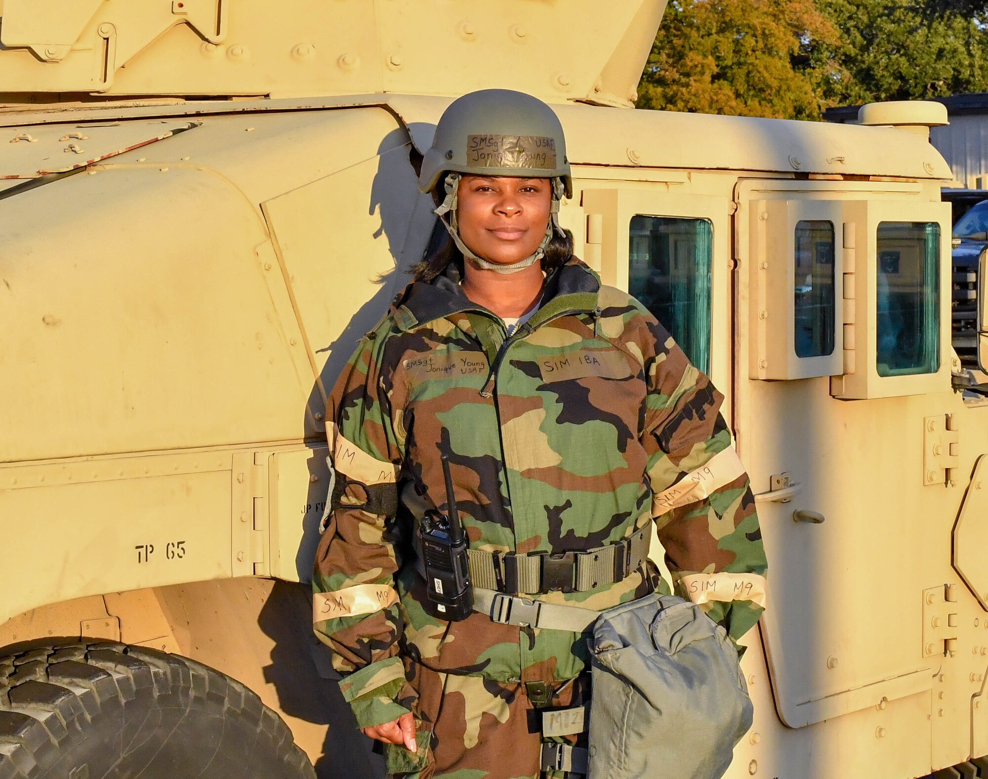 Senior Master Sgt. Jonique Young, 301st Fighter Wing Religious Affairs superintendent, speaks about the importance of the Religious Support Team (RST) during the Airmen Readiness Training Exercise (ARTEX) II, November 4, 2019, at Naval Air Station Fort Worth Joint Reserve Base, Texas. This multiple-day exercise tests the unit's ability to project combat power. (U.S. Air Force photo by Senior Airman Brittany Landy)