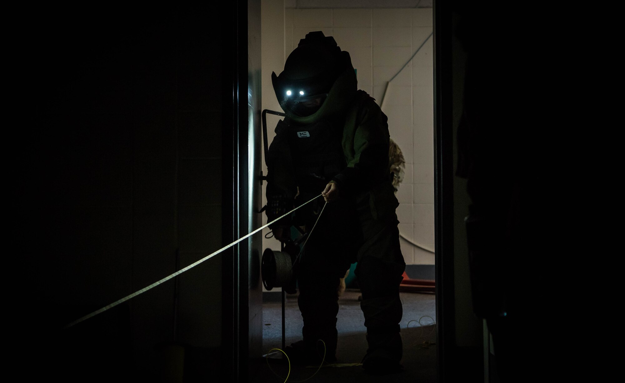 EOD utilizes bomb suit