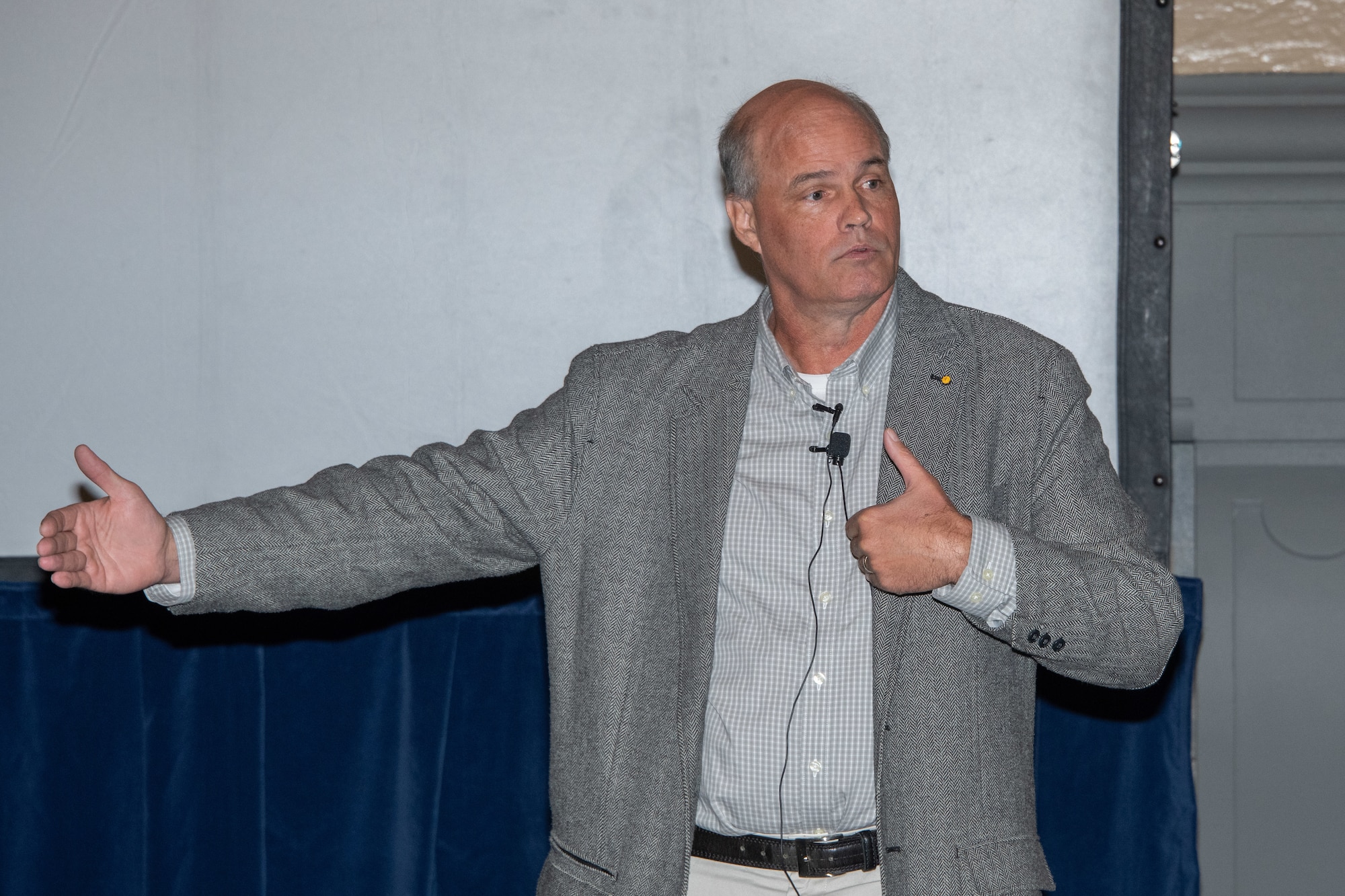 Maxwell AFB, Ala. - Dr. Thomas Joiner discusses the topic of Understanding Suicide for the Air University Suicide Awareness Summit at the Daedalian Room (US Air Force photo by Cassandra Cornwell)