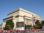 Two District of Columbia Air National Guard F-16’s from the 113th Wing fly high over the Washington Nationals victory parade in Washington, D.C., Nov. 2, 2019. The District of Columbia National Guard also provided military band performances and Civil Support Team assistance to aid District officials with the Nationals’ World Series parade.