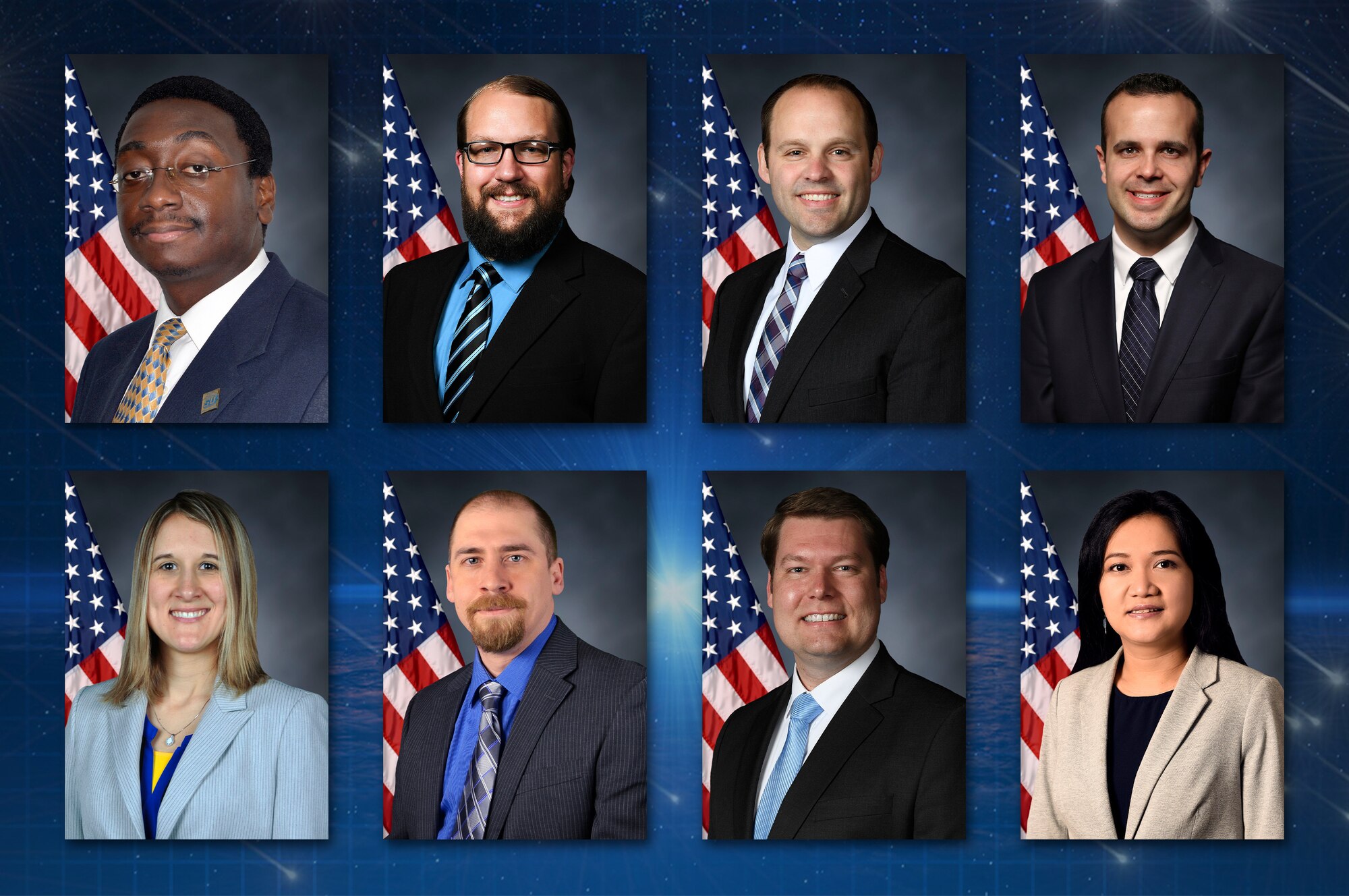 The Air Force Research Laboratory will honor 21 scientists and engineers Nov. 13 for their outstanding career accomplishments during the laboratory’s 2019 Fellows and Science and Engineering Early Career Awards Banquet at the National Museum of the United States Air Force. This group, which is the largest in AFRL history, includes 13 AFRL fellows and eight Science and Engineering Early Career Award winners. (U.S. Air Force photo illustration/Patrick Londergan)