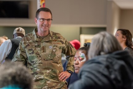 Air Force Gen. Joseph Lengyel, chief of the National Guard Bureau, speaks with Gold Star family members at the 10th annual Survivors Day at the Races at Churchill Downs in Louisville, Ky., Nov. 3, 2019. The event welcomed nearly 1,000 family members of fallen service members for a day of fellowship and healing.