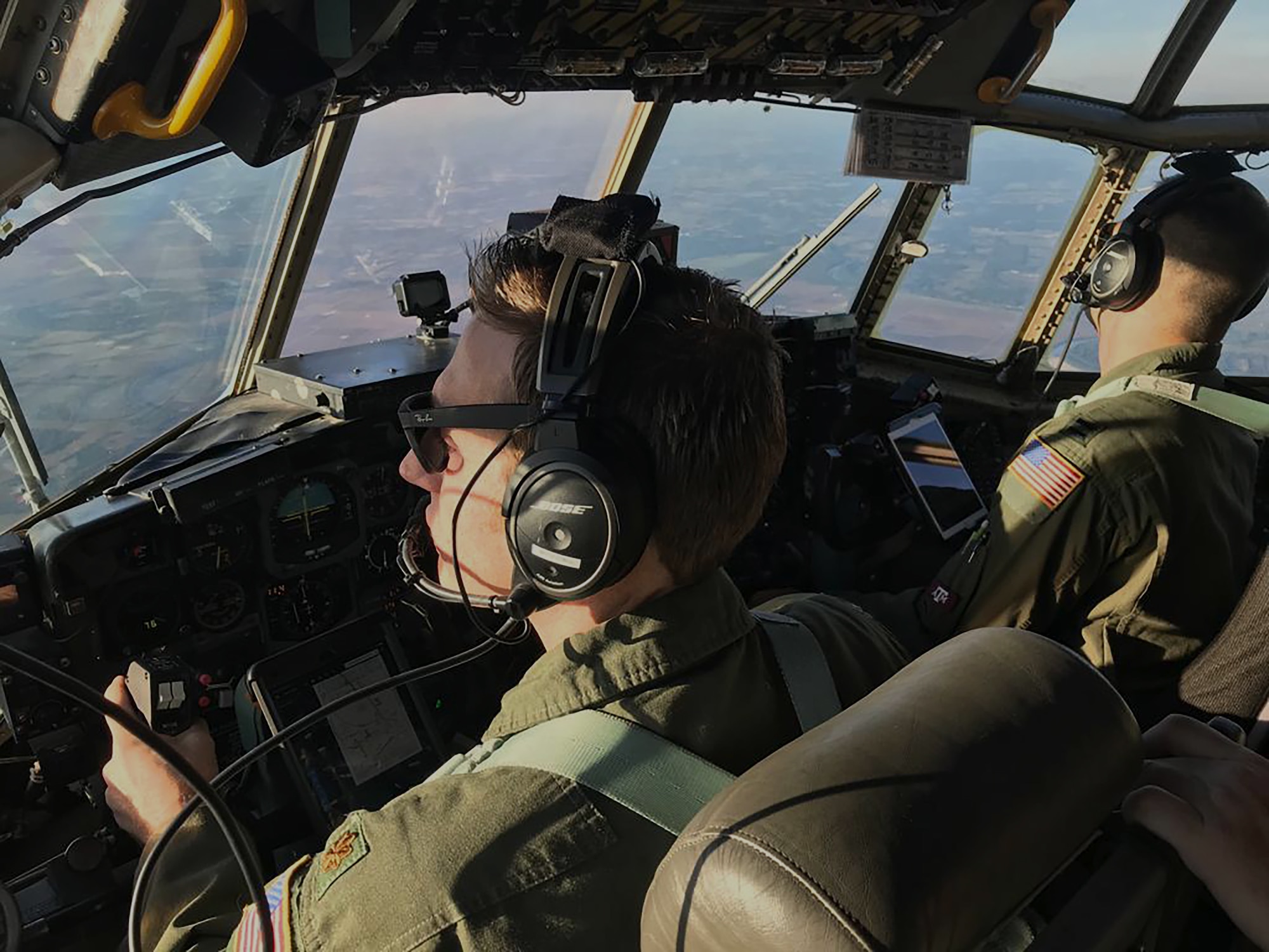 C-130H flies over College Station