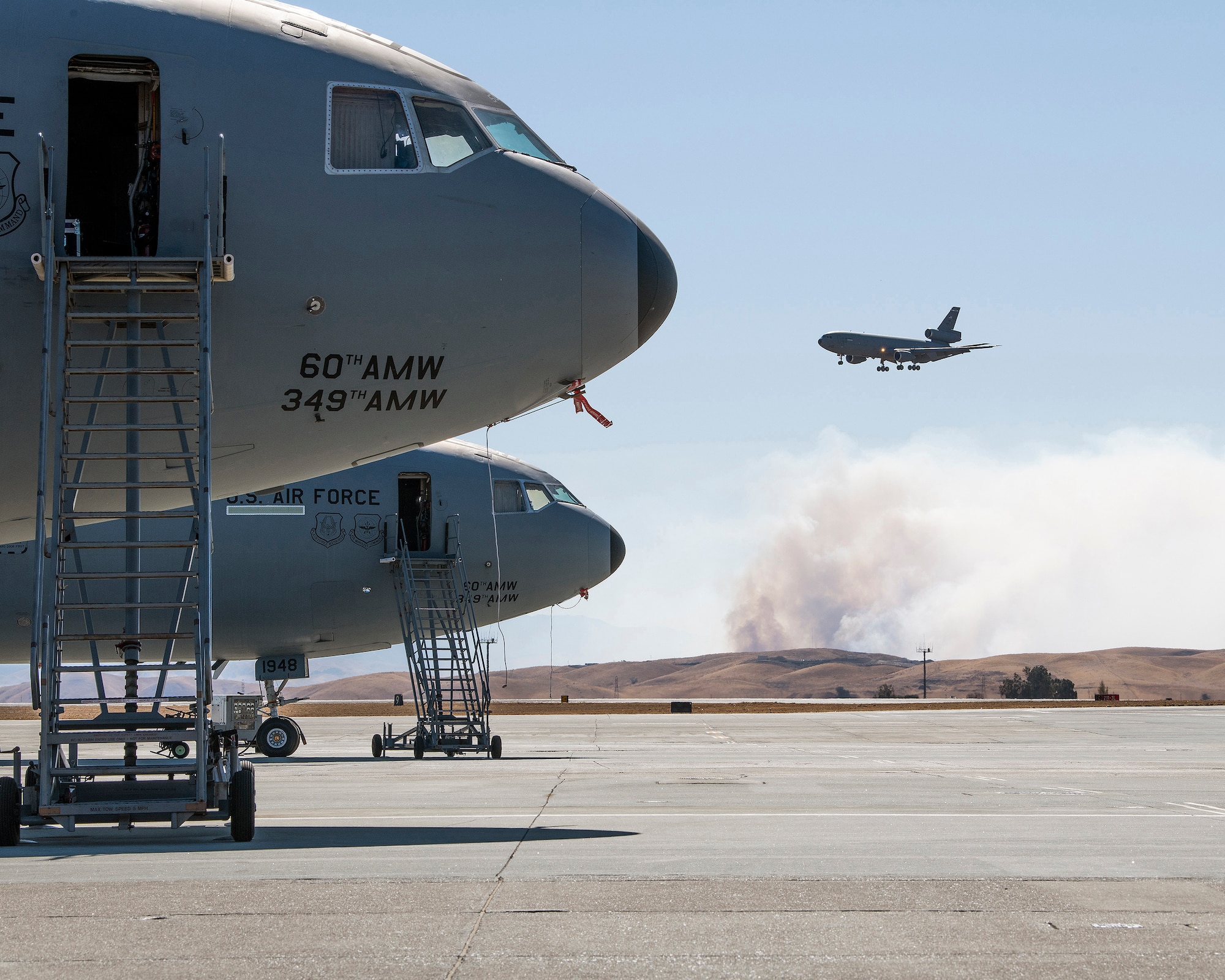 Photos of smoke outside of Travis AFB.