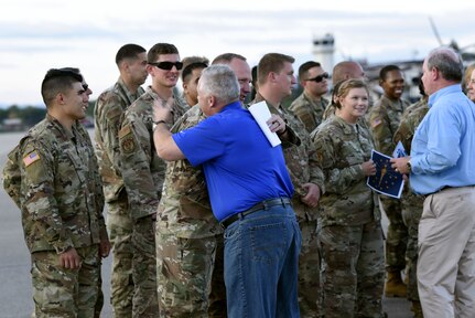 Denver Riggleman, Kentucky rep. to the US House of Representatives greets constituents on Soto Cano Air Base