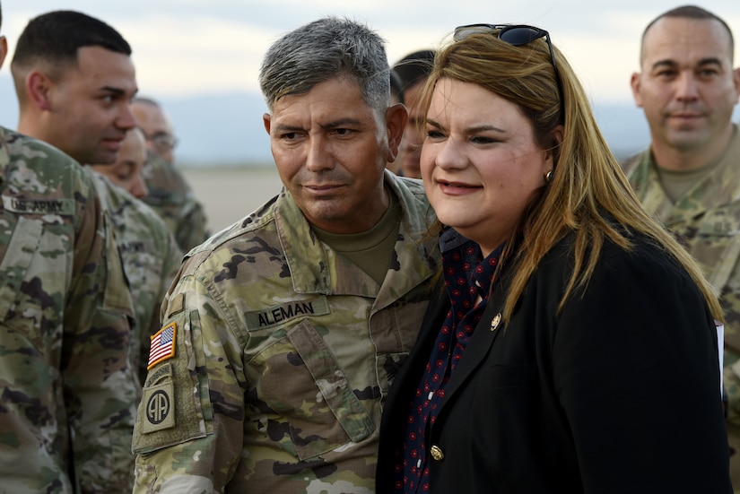 Miss Jenniffer González, current Resident Commissioner of Puerto Rico, poses for an image with Sgt. Aleman.