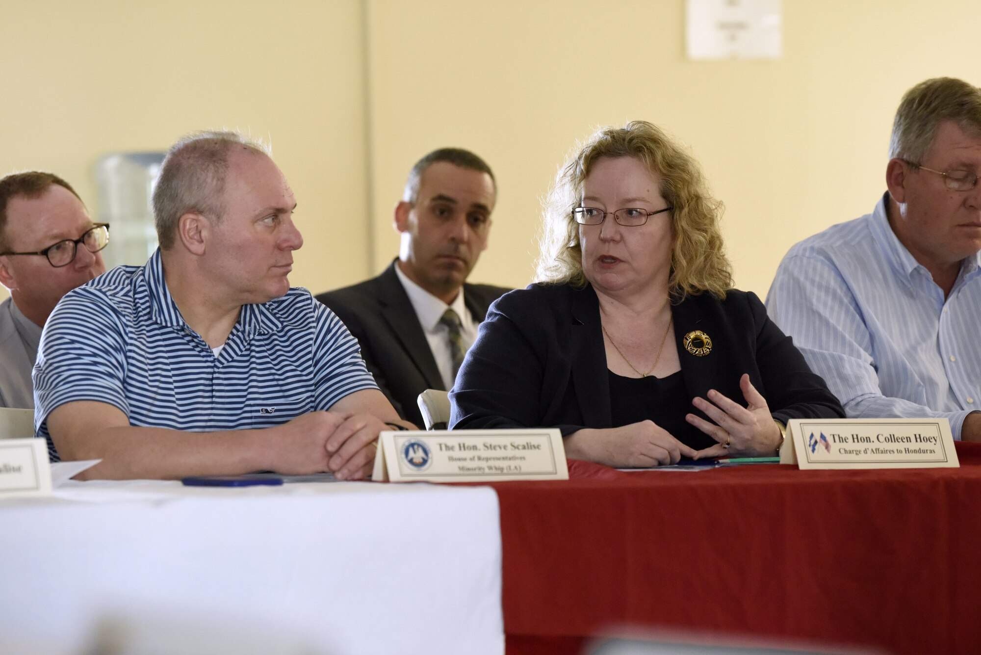 Mr. Steven Scalise, Minority Whip US House of Representatives, speaks with US Charge to Honduras Colleen Hoey.