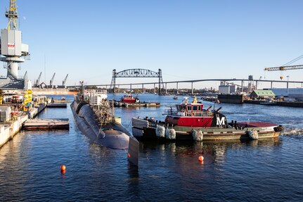 USS Wyoming (SSBN-742) successfully undocked at Norfolk Naval Shipyard (NNSY) Nov. 6, a key milestone in the boat’s Engineered Refueling Overhaul (ERO).