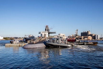 USS Wyoming (SSBN-742) successfully undocked at Norfolk Naval Shipyard (NNSY) Nov. 6, a key milestone in the boat’s Engineered Refueling Overhaul (ERO).