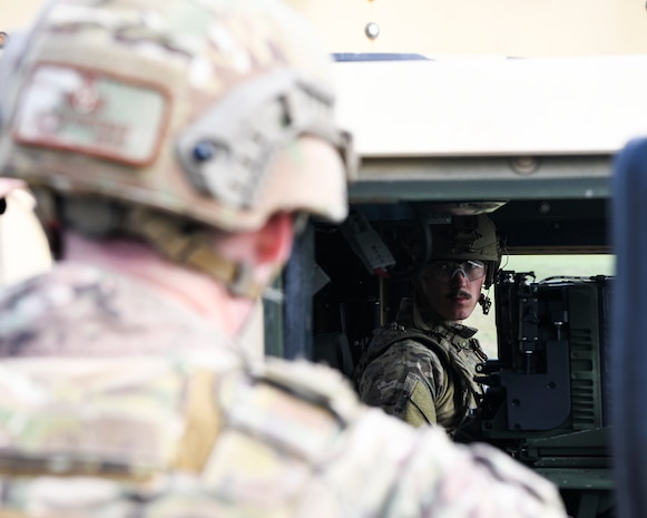 An Explosives Ordnance Disposal Airmen assigned to the 628th Civil Engineer Squadron receives instruction during a Palmetto Challenge exercise scenario at McEntire Joint National Guard Base, S.C., Nov. 3, 2019. The goal of the exercise was to develop and maintain full-spectrum readiness and ensure JB Charleston’s Airmen were ready for rapid mobilization and able to support Air Mobility Command and DOD priorities. Both active-duty and reserve Airmen from the 628th Air Base Wing, 437th Airlift Wing and 315th Airlift Wing came together to train in operating in an austere environment. More than 140 Airmen took part in the global mobilization readiness exercise at McEntire Joint National Guard Base, and Pope Army Airfield, S.C.