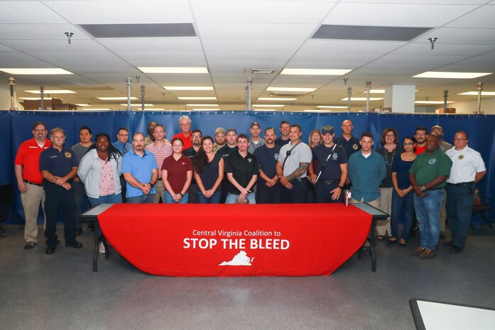 NNSY employees and emergency response personnel came together for the Stop the Bleed Training at America's Shipyard. At the training they learned how to treat bleeding victims, including applying touriquets and QuikClot.