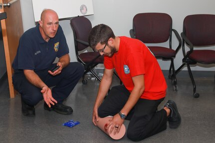 NNSY employees and emergency response personnel came together for the Stop the Bleed Training at America's Shipyard. At the training they learned how to treat bleeding victims, including applying touriquets and QuikClot.