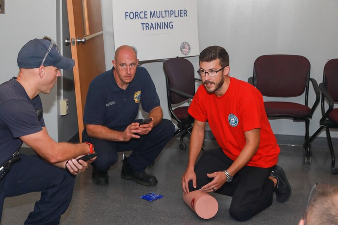 NNSY employees and emergency response personnel came together for the Stop the Bleed Training at America's Shipyard. At the training they learned how to treat bleeding victims, including applying touriquets and QuikClot.