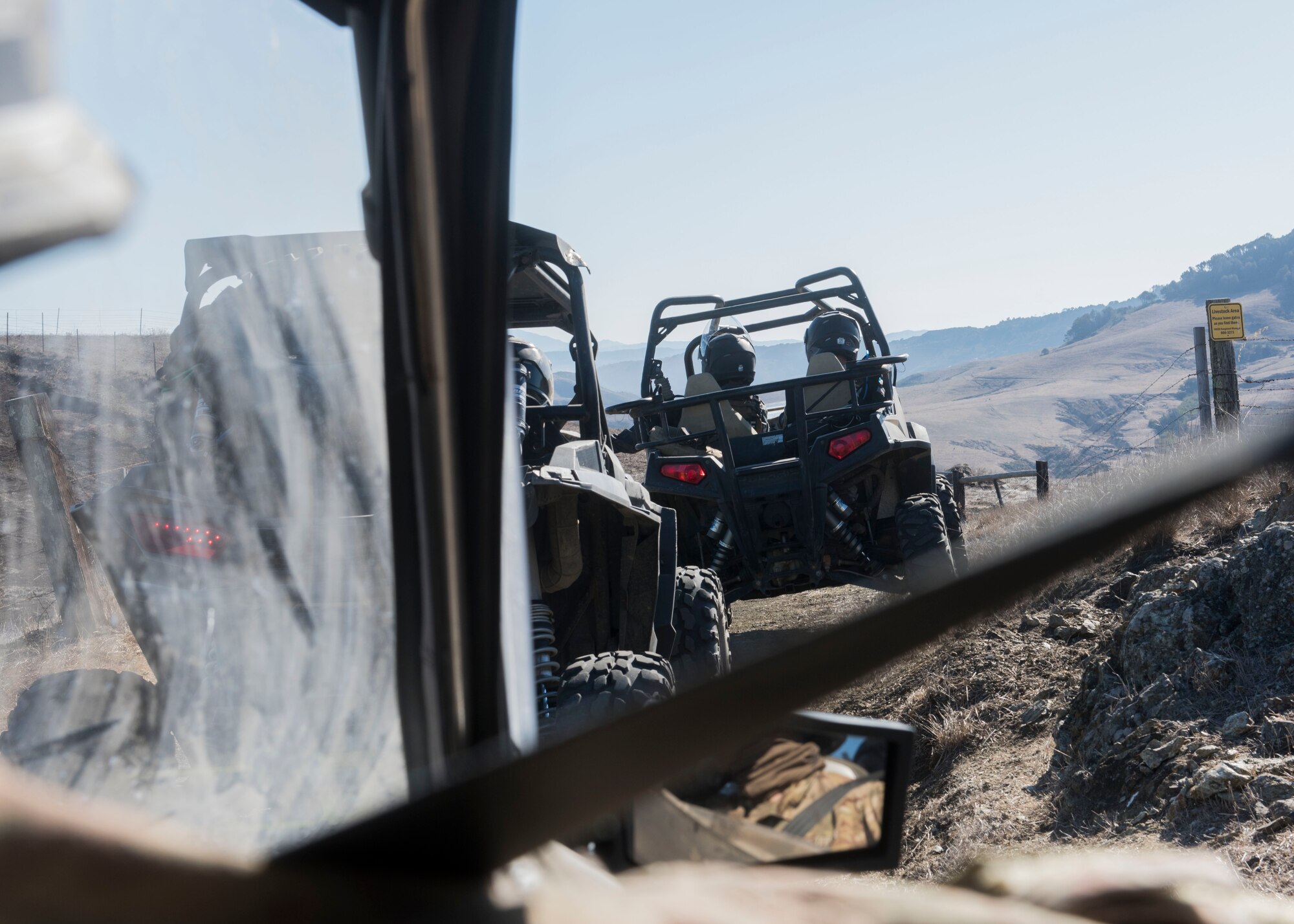 Members from 30th Space Wing visit different sections of the base Nov. 4, 2019, at Vandenberg Air Force Base, Calif. The purpose of the tour was for 30th Security Forces Squadron to show base leadership specific assets, historical sites and remote areas on base. These areas included historical landmarks, such as Chumash paintings, buildings from early 1900’s, and a shelter that families would use during launches. (U.S. Air Force photo by Airman 1st Class Aubree Milks)