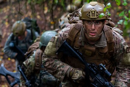 Armed airmen on patrol.
