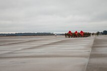 U.S. Marines and Sailors with Marine Corps Air Station New River conduct a station-wide formation run on MCAS New River, Nov. 8, 2019 Marines ran in celebration of the Marine Corps’ 244th birthday.