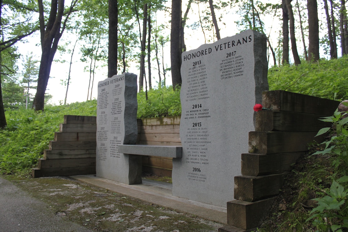 Bench along Veterans Trail at Coralville Lake