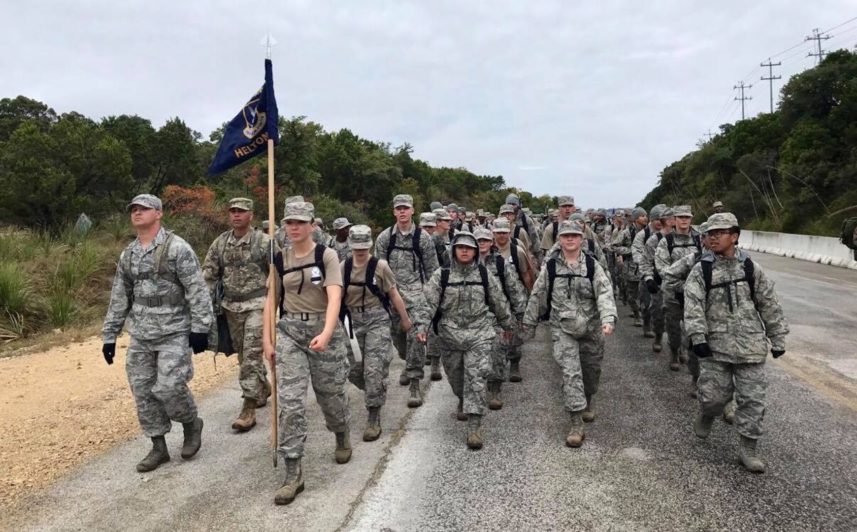 Defender Airmen march 4-miles in honor of all Security Forces Airmen who came before them. Over 1,100 Security Forces Airmen gathered for the 12th Annual Defender Ruck, hosted by the 343rd Training Squadron, in honor of all 186 Defender Airmen who have made the ultimate sacrifice in defense of freedom, Nov. 8, at Joint Base San Antonio-Camp Bullis.