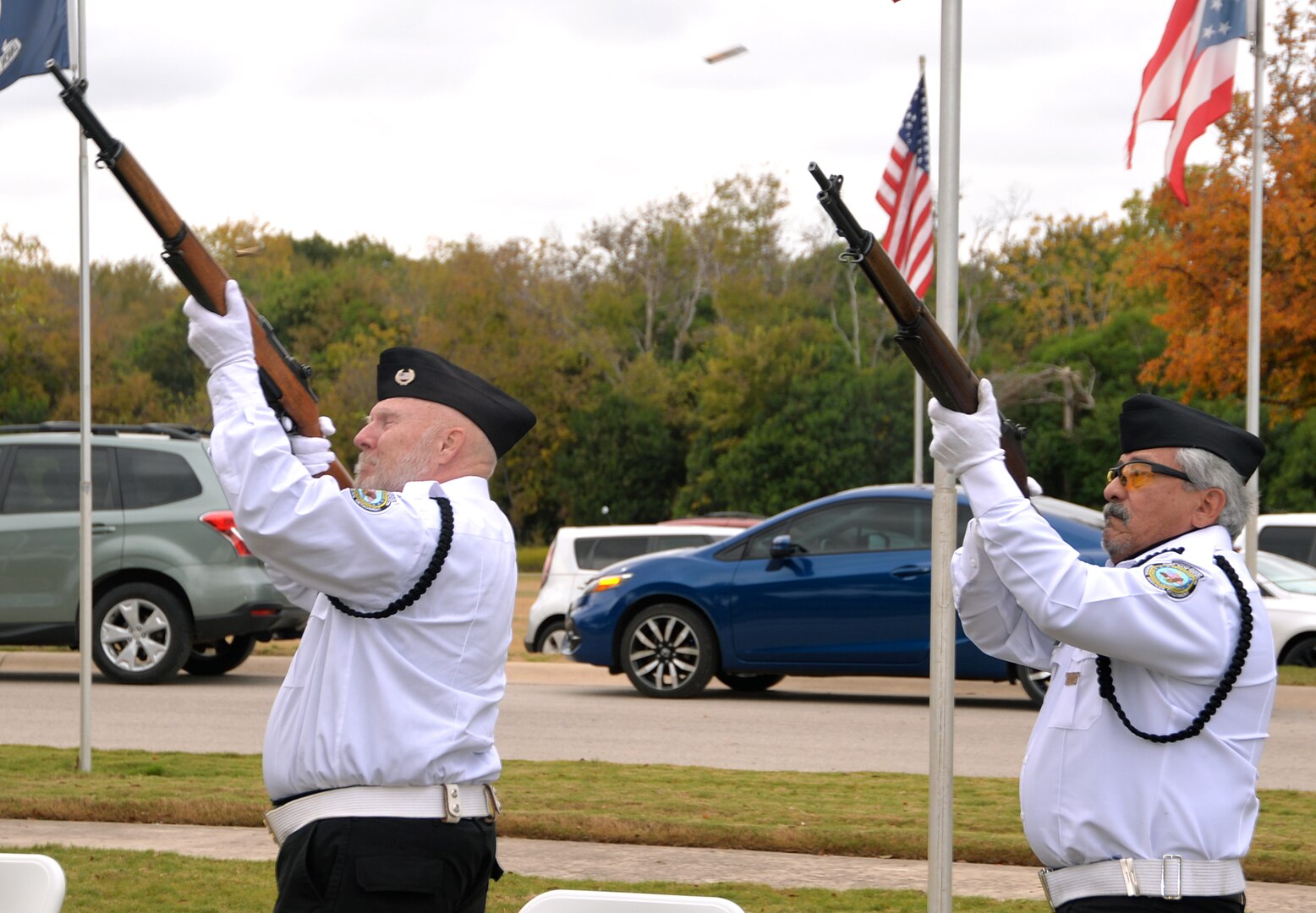 Members of the Fort Sam Houston Memorial Services Detachment help end the Fort Sam Houston National Cemetery Veterans Day Ceremony Nov. 11 with three volleys of rifle fire.