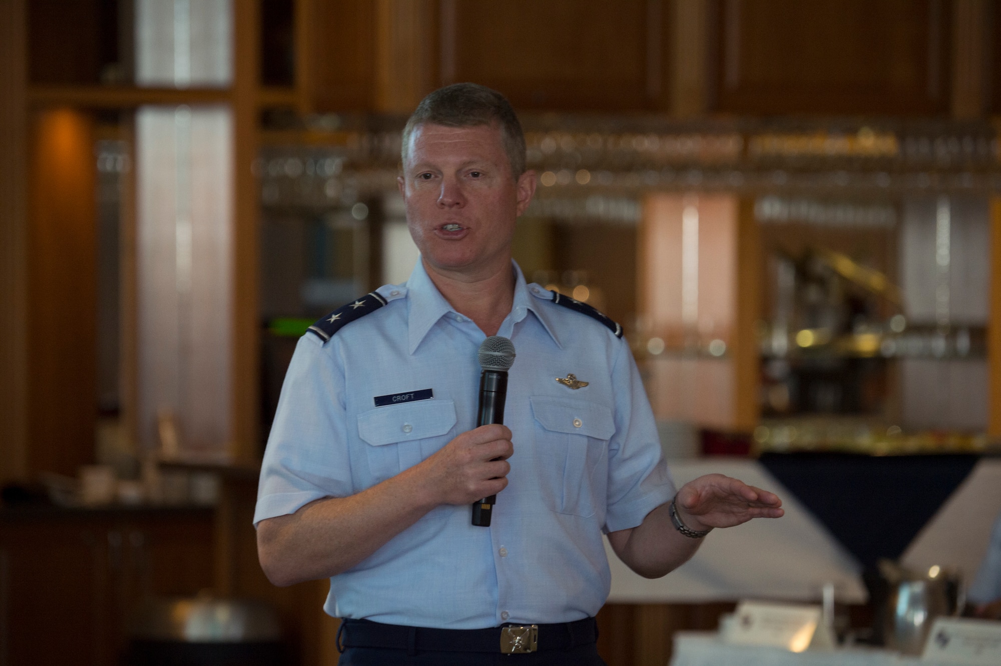 Photo of Major General Croft speaks at the South American Air Chiefs and Senior Enlisted Leaders Conference