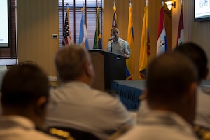 Photo of Chief Storms speaks at South American Air Chiefs and Senior Enlisted Leaders Conference