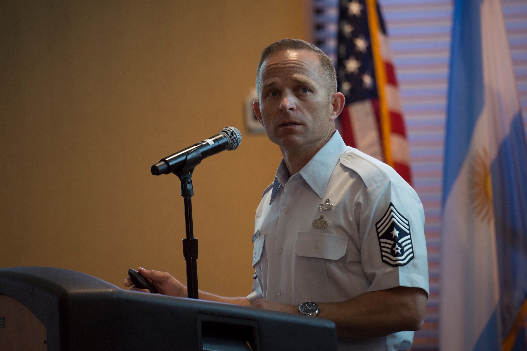 Photo of Chief Storms speaks at South American Air Chiefs and Senior Enlisted Leaders Conference