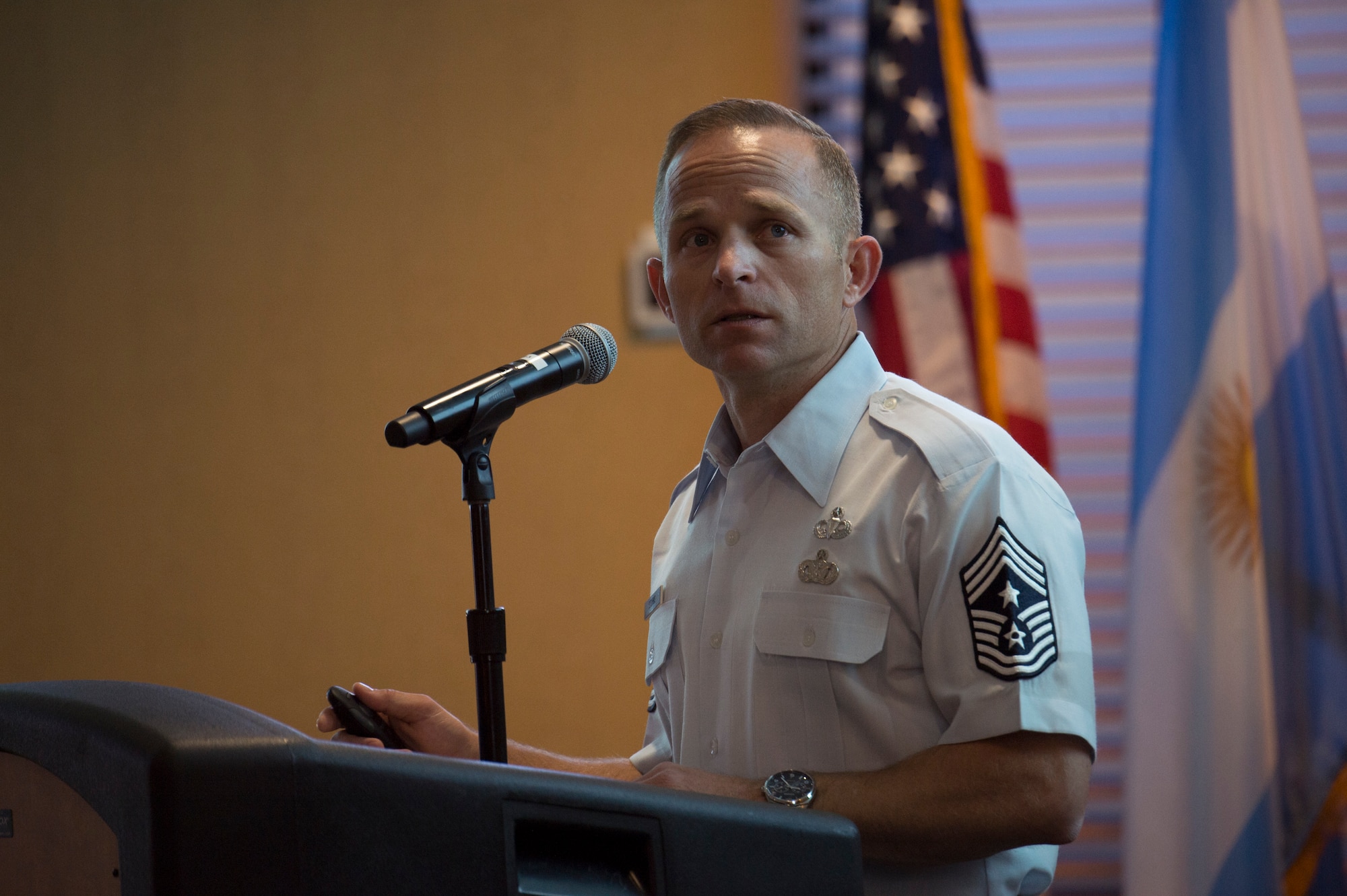 Photo of Chief Storms speaks at South American Air Chiefs and Senior Enlisted Leaders Conference