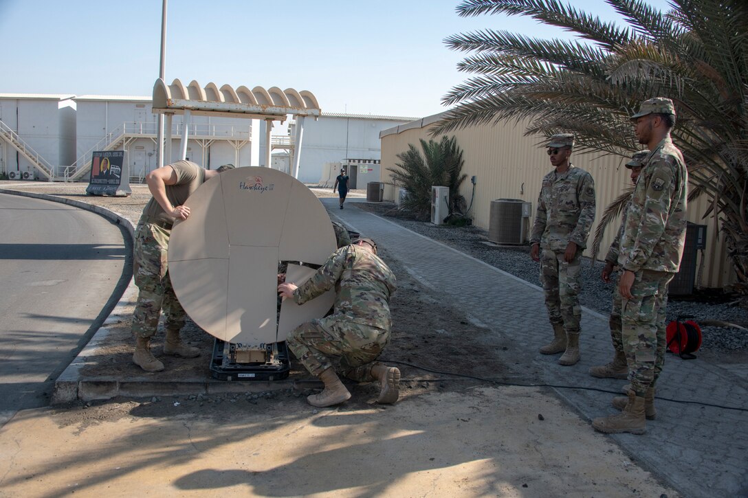 380 ESC set up satellites in preparation for air show
