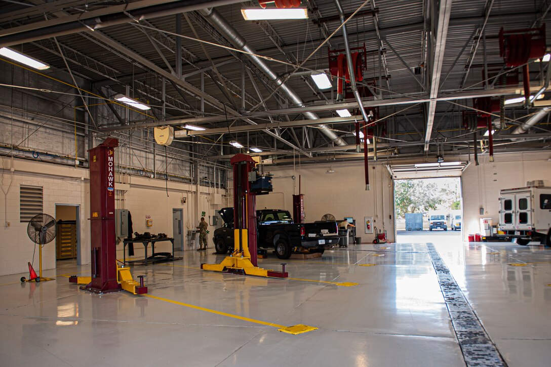 Airmen assigned to the 23d Logistics Readiness Squadron (LRS) perform vehicle maintenance Nov. 4, 2019, at Moody Air Force Base, Ga. The 23d LRS vehicle management section is responsible for the maintenance and upkeep of 432 of Moody’s government-owned vehicles. (U.S. Air Force photo by Airman 1st Class Jasmine M. Barnes)