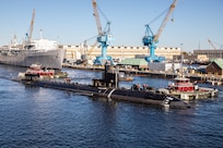 Norfolk Naval Shipyard (NNSY) successfully completed the conversion of USS La Jolla (SSN 701) into a Moored Training Ship Nov. 7.    
La Jolla is the first of two next-generation training ships converted at NNSY to become land-based platforms for training nuclear Sailors at the Nuclear Power Training Unit (NPTU) in Charleston, South Carolina.