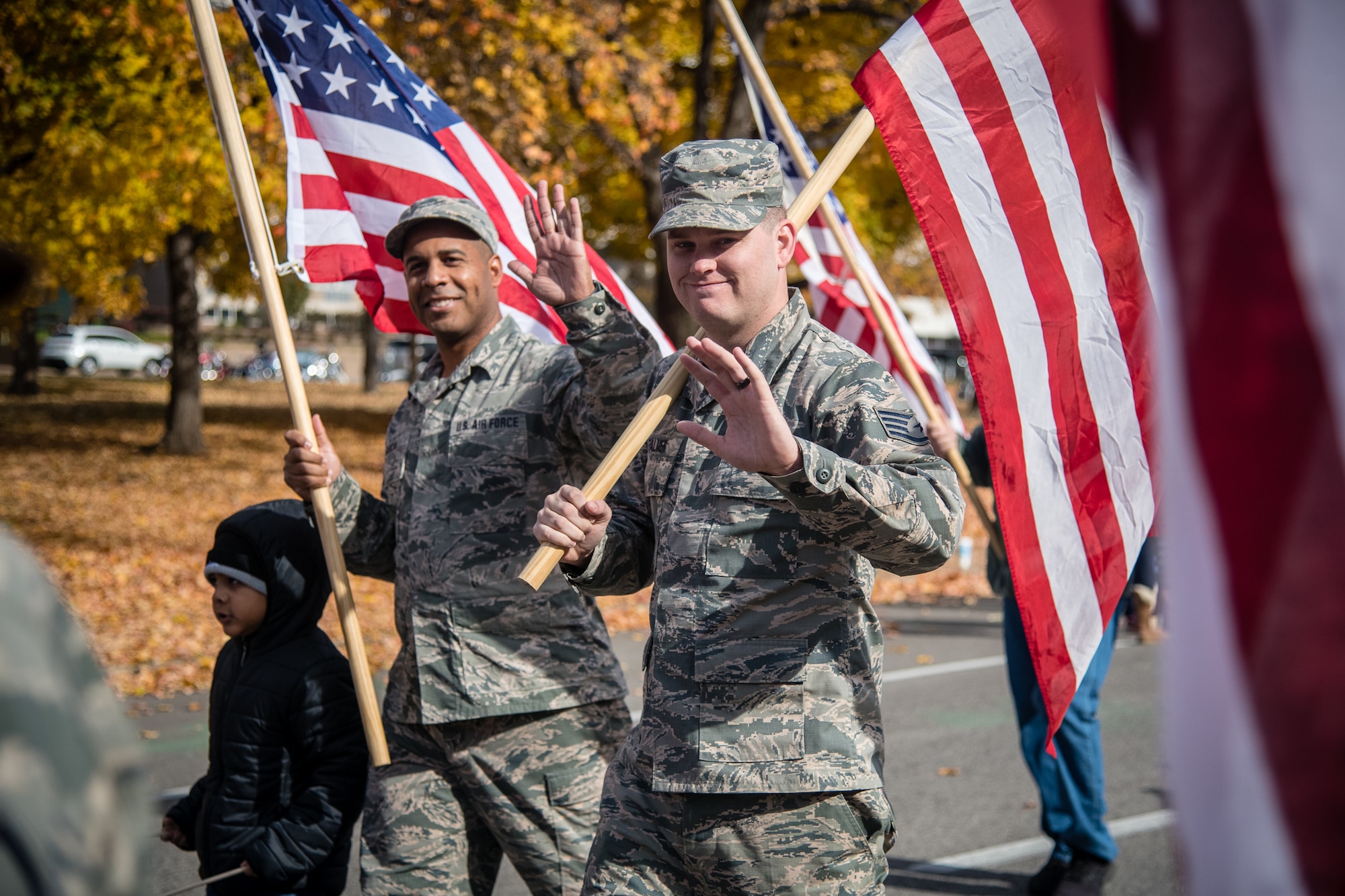 U.S Air Force Reserve Command Citizen Airmen from the 932nd Airlift Wing joined with family and friends to honor all Veterans at the St. Louis Veterans Day Parade, downtown St. Louis, Missouri, Nov. 9, 2019.(U.S. Air Force photo by Christopher Parr)