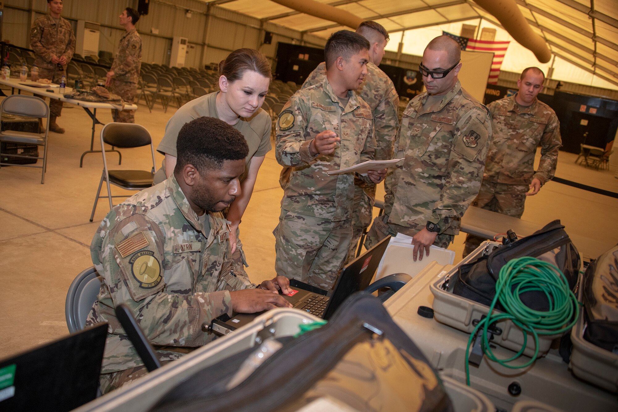 380 ESC set up satellites in preparation for air show