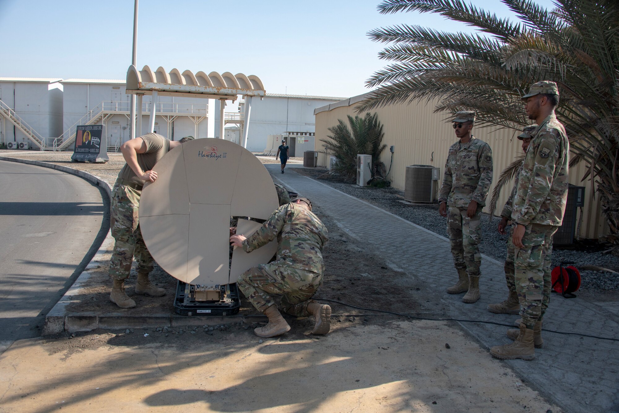 380 ESC set up satellites in preparation for air show